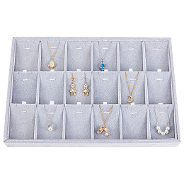 PandaHall Elite 18 Slots Neckalce Jewelry Tray, Necklace Display Showcase Pendant Charms Organizer with Removable Inserts Jewelry Pads for Jewelry Storage Dispaly Selling, 24x35cm/9.5x13.7