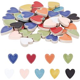 PandaHall Elite 9 Color Heart Ceramic Mosaic Pieces Colorful Stained Ceramic Mosaic Tiles for Mosaic DIY Crafts, Plates, Picture Frames, Flowerpots, Handmade Jewelry(2.2cm, 0.55lb)