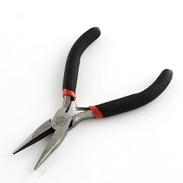 NBEADS 1 Pc 45# Steel Black Chain Nose Pliers Jewelry Pliers Flat Nose Pliers for Jewelry Making About 13cm Long