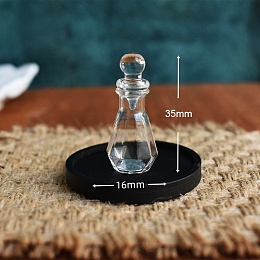 Honeyhandy Mini Glass Bottle Tableware Display Decorations, with Black Wood Tray, for Dollhouses, Clear, 16x35mm