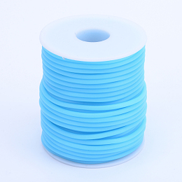 Honeyhandy Hollow Pipe PVC Tubular Synthetic Rubber Cord, Wrapped Around White Plastic Spool, Deep Sky Blue, 2mm, Hole: 1mm, about 54.68 yards(50m)/roll