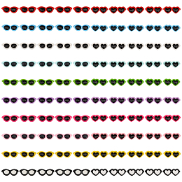 Globleland 100Pcs 20 Colors Opaque Resin Cabochons, Heart Shaped Glasses, for Jewelry Making, Mixed Color, 39x14.5x3mm, 5pcs/color