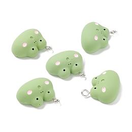 Honeyhandy Resin Pendants, with Iron Accessories, Frog, Dark Sea Green, 20x21x9mm, Hole: 2mm