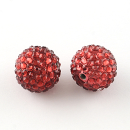 Honeyhandy Transparent Resin Rhinestone Graduated Beads, with UV Plating Acrylic Round Beads Inside, Red, 20mm, Hole: 2~2.5mm