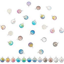 UNICRAFTALE 24pcs Mermaid Fish Scale Pendants Rainbow Resin Pendants Stainless Steel Charm for Jewelry Making Supply Pendant Bracelet DIY Crafting 18x14x3.5mm