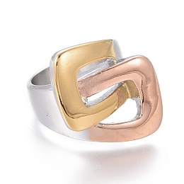 Honeyhandy 304 Stainless Steel Finger Rings, Stainless Steel Color & Golden & Rose Gold, Size 6~9, 16~19mm