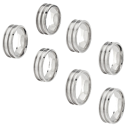 Unicraftale 7Pcs 7 Size 201 Stainless Steel Wide Band Finger Rings for Men Women, Stainless Steel Color, US Size 7 1/4~13 1/4(17.4~22.3mm), 1pc/size