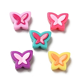 Honeyhandy Two Tone Opaque Acrylic Beads, Butterfly, Mixed Color, 16x20x10.5mm, Hole: 3mm, about 250pcs/500g