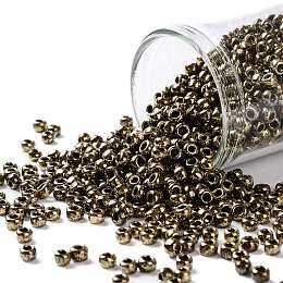 TOHO Round Seed Beads, Japanese Seed Beads, (1705) Gilded Marble Brown, 8/0, 3mm, Hole: 1mm, about 222pcs/bottle, 10g/bottle