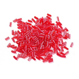 Honeyhandy Glass Bugle Beads, Transparent Colours Rainbow, Red, 4~5x2mm, Hole: 0.8mm, about 15000pcs/pound