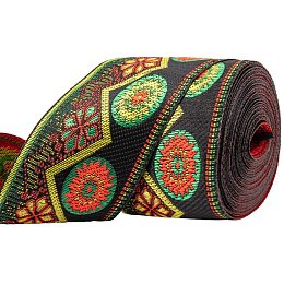 PandaHall Elite 7 Yards 1.2inch Floral Jacquard Ribbon Vintage Embroidered Woven Trim for Embellishment Craft Supplies, Red, 48.5mm Wide