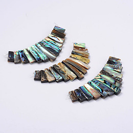 Honeyhandy Rectangle Natural Abalone Shell/Paua ShellGraduated Beads Strands, 11~26x5.2~5.8x2~3mm, Hole: 1mm, 13pcs/strand