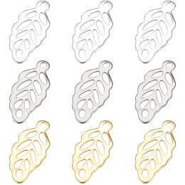 BENECREAT 60PCS 3 Style Leaf Charms 304 Stainless Steel Leaf Pendants for DIY Necklace Bracelet Jewelry Making, Hole: 1mm