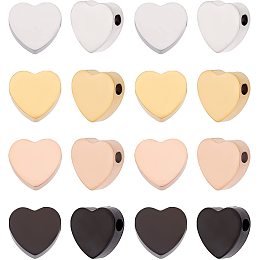 DICOSMETIC 16Pcs 1.8mm Hole 4 Colors Stainless Steel Heart Beads Heart Spacer Beads Heart Small Hole Beads Metal Heart Loose Beads Valentine's Day Beads for Jewelry Making DIY Findings