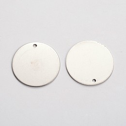 Honeyhandy Stainless Steel Stamping Blank Tag Pendants, Flat Round, Stainless Steel Color, 30x1mm, Hole: 2mm