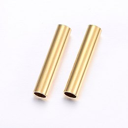 Honeyhandy 304 Stainless Steel Tube Beads, Golden, 30x6mm, Hole: 5mm