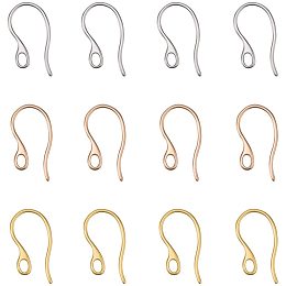 Arricraft 45 pcs 3 Colors 304 Stainless Steel Earring Hooks Ear Wire with Loop for DIY Earring Jewelry Craft Making