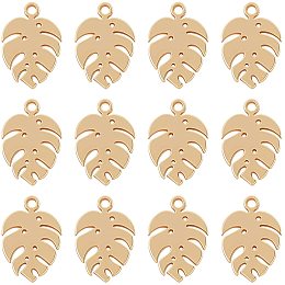 CHGCRAFT 50 Pcs Monstera Leaf Stainless Steel Charms for DIY Craft Jewelry Making Accessories Findings, Hole 1mm