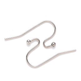 Honeyhandy 304 Stainless Steel Earring Hooks, Ear Wire, Stainless Steel Color, 11x21mm, 21 Gauge, Pin: 0.7mm