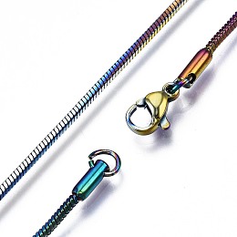 Honeyhandy Ion Plating(IP) 304 Stainless Steel Snake Chain Necklace, with Lobster Claw Clasps and Jump Rings, Rainbow Color, 19.68 inch(50cm)