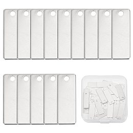 SUNNYCLUE 304 Stainless Steel Stamping Blank Tag Pendants, Rectangle, Stainless Steel Color, 25x9x1mm, Hole: 2.5mm, 50pcs/box