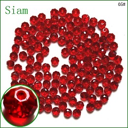 Honeyhandy Imitation Austrian Crystal Beads, Grade AAA, Faceted, Rondelle, Dark Red, 4x3mm, Hole: 0.7~0.9mm