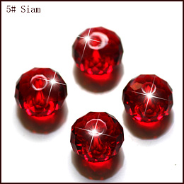 Honeyhandy Imitation Austrian Crystal Beads, Grade AAA, Faceted, Rondelle, Dark Red, 6x4mm, Hole: 0.7~0.9mm