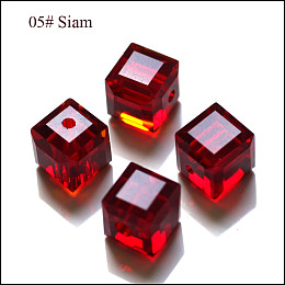 Honeyhandy Imitation Austrian Crystal Beads, Grade AAA, Faceted, Cube, Dark Red, 5~5.5x5~5.5x5~5.5mm(size within the error range of 0.5~1mm), Hole: 0.7~0.9mm