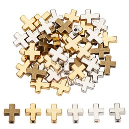 Arricraft 60Pcs 6 Colors Cross Spacer Beads Alloy Golden Silvery Crucifix Cross Charm Big Hole Tibetan Cross Holy Charm Beads for DIY Rosary Bracelet Necklace Jewelry Making,Hole 2mm