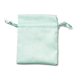 Honeyhandy Velvet Cloth Drawstring Bags, Jewelry Bags, Christmas Party Wedding Candy Gift Bags, Rectangle, Aquamarine, 10x8cm