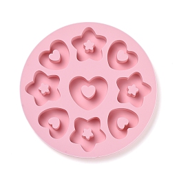 Honeyhandy Food Grade DIY Silicone Molds, Fondant Molds, Baking Molds, Chocolate, Candy, Biscuits, UV Resin & Epoxy Resin Jewelry Making, Heart with Heart, Pink, 204x20mm