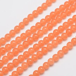 Honeyhandy Natural & Dyed Malaysia Jade Bead Strands, Round, Light Salmon, 6mm, Hole: 0.8mm, about 64pcs/strand, 15 inch