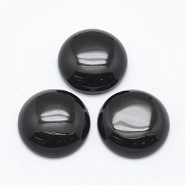 Honeyhandy Natural Obsidian Cabochons, Flat Round, 24.5~25x4~7mm