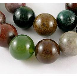 Honeyhandy Natural Indian Agate Beads Strands, Round, 10mm, Hole: 1mm, about 19pcs/strand, 7.6 inch