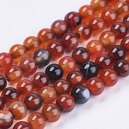 Honeyhandy Natural Agate Bead Strands, Dyed, Round, Natural Agate, 4~5mm, Hole: 1mm, about 93~95pcs/strand, 14.9~15.3 inch