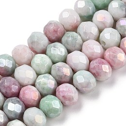 Honeyhandy Faceted Electroplated Glass Beads Strands, AB Color Plated, Abacus, Medium Aquamarine, 6x5mm, Hole: 1.2mm, about 88~89pcs/strand, 17.05 inch~17.32 inch(43.3~44cm)