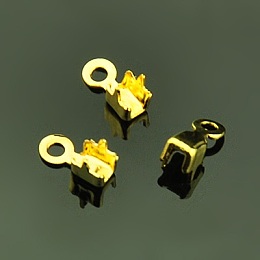 Honeyhandy Brass Cup Chain Ends, Rhinestone Cup Chain Connector, Golden, 7x3mm, Hole: 1mm, Inner Diameter: about 2.8mm