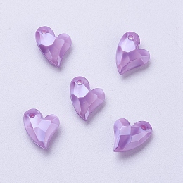 Honeyhandy Acrylic Pendants, Imitation Pearl, Heart, Faceted, Lilac, 11x9x4mm, Hole: 0.5mm