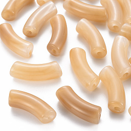 Honeyhandy Acrylic Beads, Imitation Gemstone, Curved Tube, BurlyWood, 36x13.5x11.5mm, Hole: 4mm