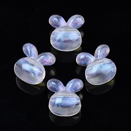 Honeyhandy Transparent Acrylic Beads, Glitter Powder, Rabbit, Clear, 16x15x12mm, Hole: 2mm