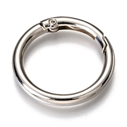 Honeyhandy Zinc Alloy Spring Gate Rings, O Rings, Platinum, 33x4mm, Inner Diameter: 26mm