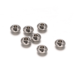 Honeyhandy Flat Round 304 Stainless Steel Spacer Beads, Stainless Steel Color, 6x3mm, Hole: 1.8mm