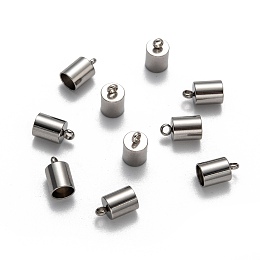 Honeyhandy 304 Stainless Steel Cord Ends, End Caps, Stainless Steel Color, 10x6mm, Hole: 2mm, Inner Diameter: 5mm