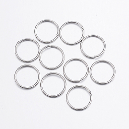 Honeyhandy 304 Stainless Steel Open Jump Rings, Stainless Steel Color, 18 Gauge, 12x1mm, Inner diameter: 10mm, about 45pcs/10g