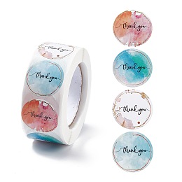 Paper Thank You Gift Sticker Rolls, Round Dot Decals for DIY Scrapbooking, Craft, Mixed Color, 25mm, 500pcs/roll