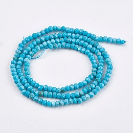 Honeyhandy Dyed Natural Turquoise Beads Strands, Faceted, Rondelle, 3x2mm, Hole: 1mm, about 185pcs/strand, 15.5 inch(38.5cm)