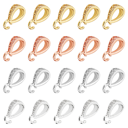 DICOSMETIC 20Pcs 4 Colors Cubic Zirconia Bail Beads Hanger Links Brass Ice Pick Pinch Bails Rose Gold/Platinum/Gold/Silver Teardrop Connectors Bails Beads for Jewellery Making Hole: 5.5x3.5mm