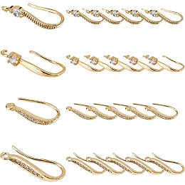 FINGERINSPIRE 24 Pcs 4 Style Real Gold Plated Cubic Zirconia Earring Hooks Rhinestone Earring Hooks Crystal Earring Hooks Brass Ear Wires with Dangle Loops for DIY Earring Designs Jewelry Making