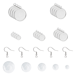 Unicraftale DIY Dangle Earring Making, with 304 Stainless Steel Pendant Cabochon Settings, 316 Surgical Stainless Steel Earring Hooks, Glass Cabochons, Stainless Steel Color, 82x82x27mm