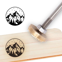 OLYCRAFT Wood Branding Iron 1.2” Leather Branding Iron Stamp Custom Logo BBQ Heat Stamp with Brass Head and Wood Handle for Woodworking and Handcrafted Design - Snow Mountain